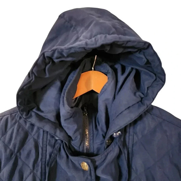Jacqueline Ferrar Quilted Hooded Jacket Women Size Petite Large Blue Polyester - Picture 8 of 14
